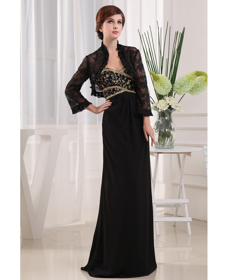 A-line Sweetheart Floor-length Chiffon Mother of the Bride Dress With Embroidery - Click Image to Close