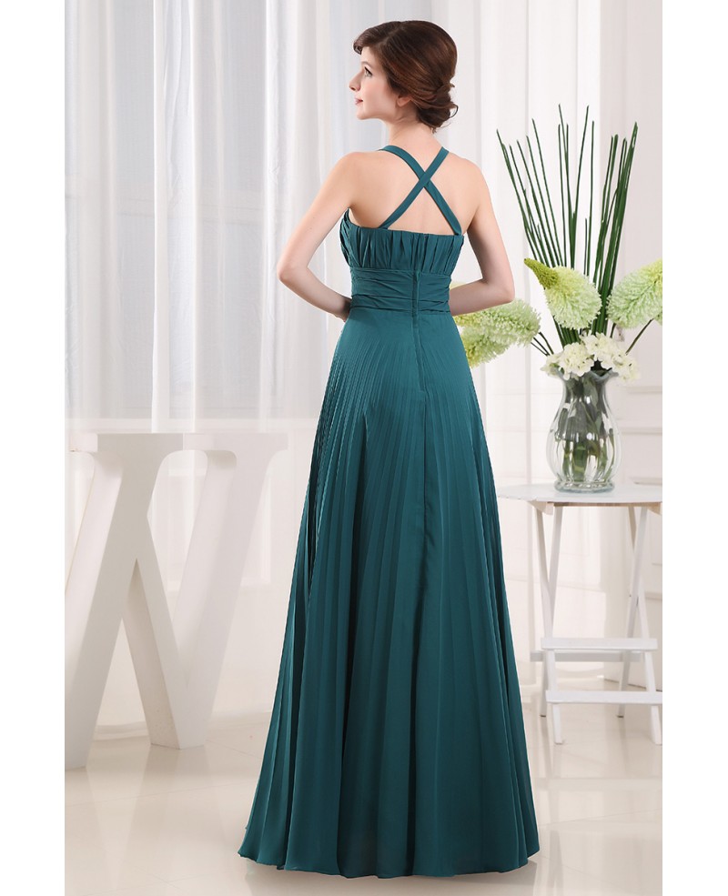 A-line Square Neckline Floor-length Chiffon Evening Dress