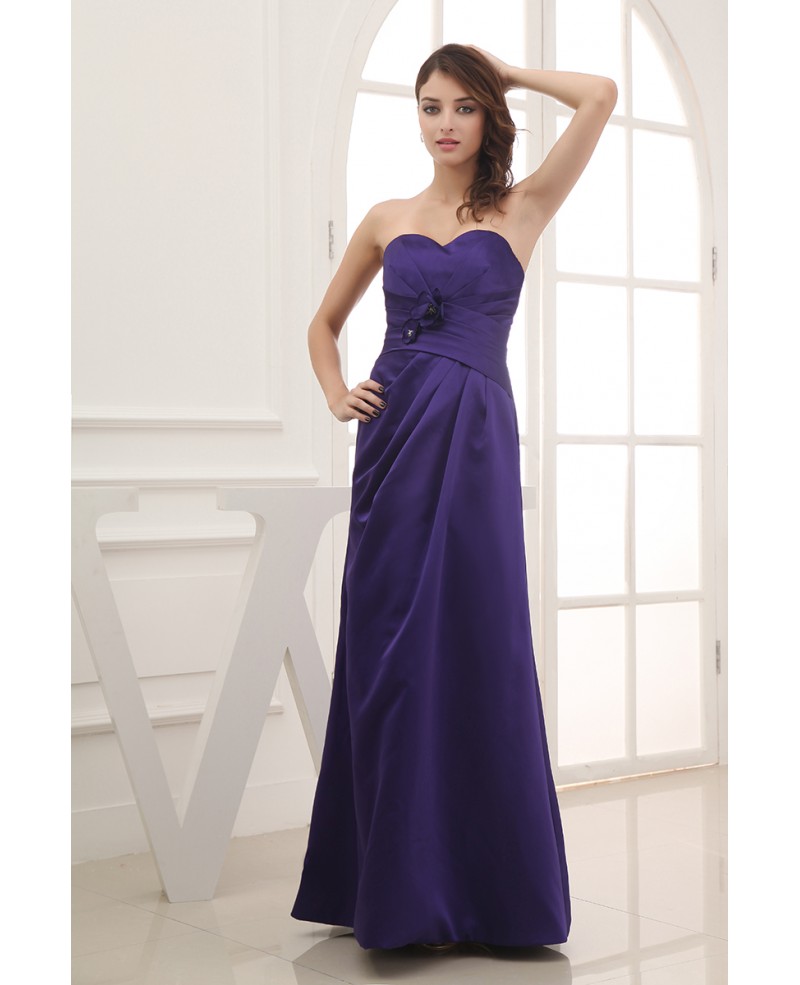 A-line Sweetheart Floor-length Satin Bridesmaid Dress