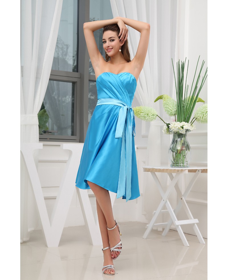 A-line Sweetheart Knee-length Satin Bridesmaid Dress - Click Image to Close