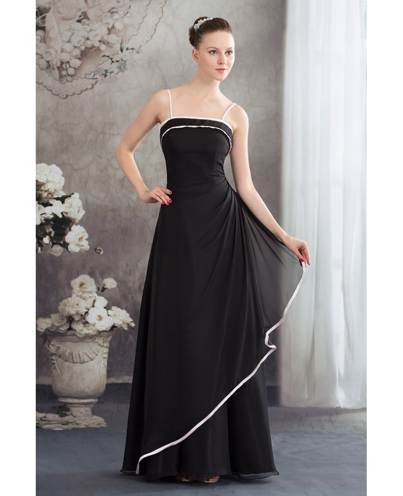 A-line Strapless Floor-length Chiffon Dress