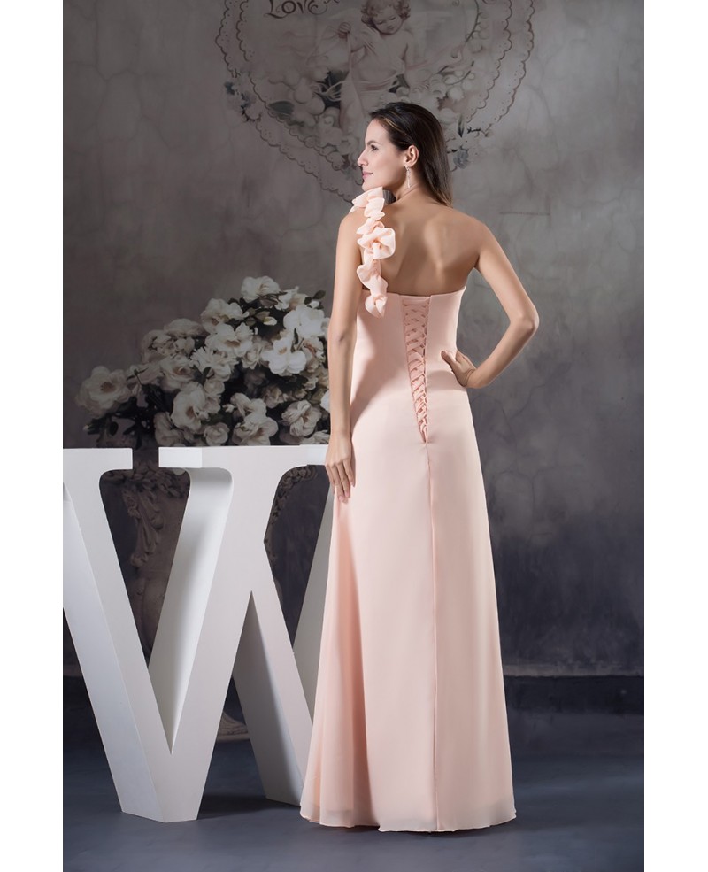 A-line One-shoulder Floor-length Chiffon Bridesmaid Dress