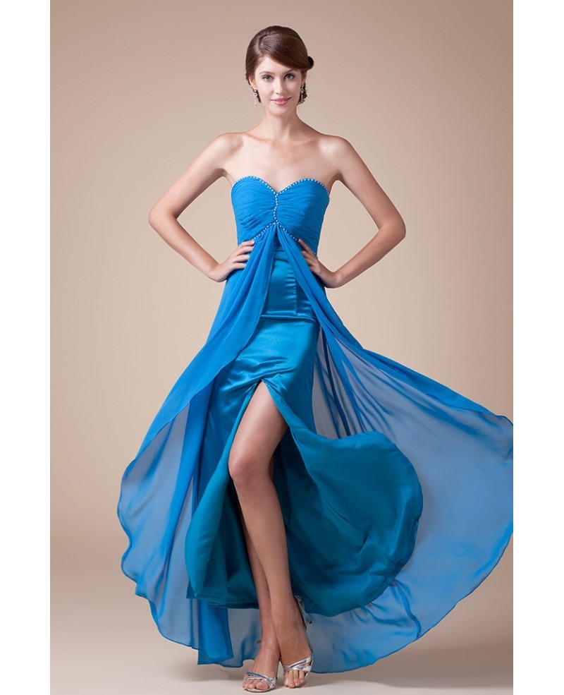 A-line Sweetheart Asymmetrical Chiffon Bridesmaid Dress - Click Image to Close