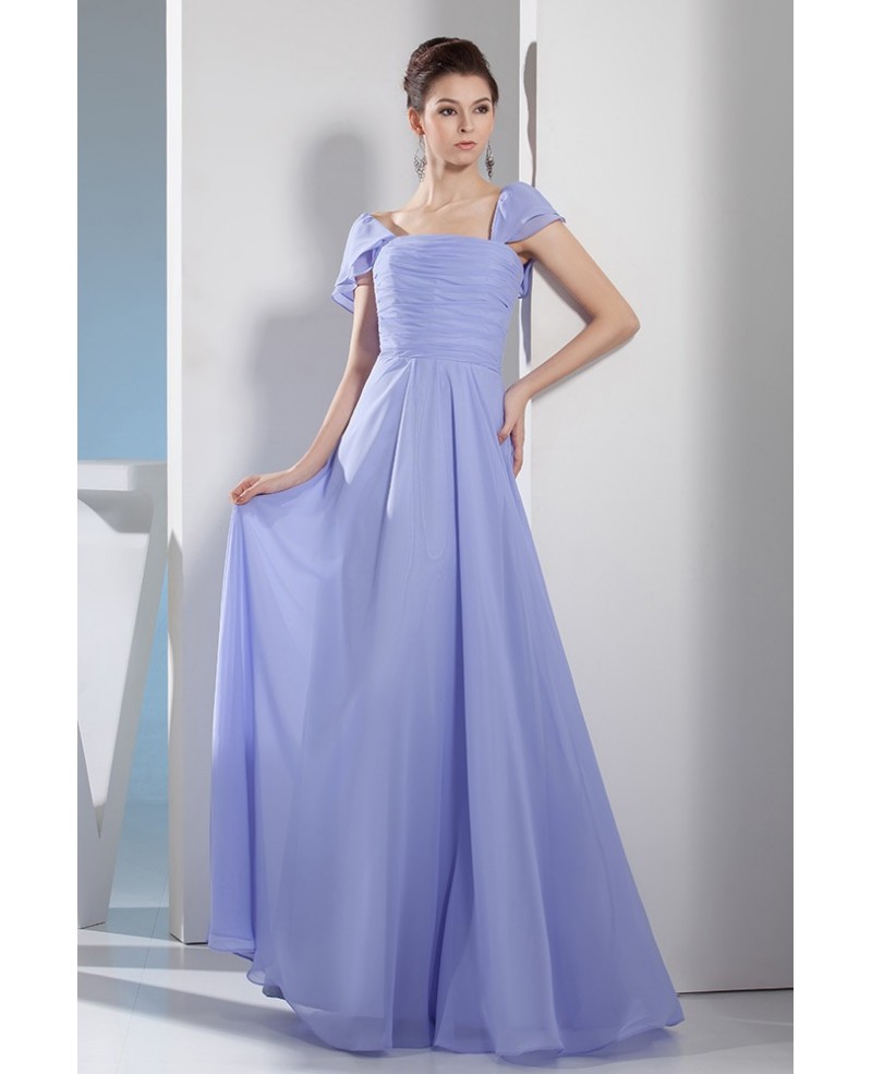 A-line Square Neckline Floor-length Chiffon Bridesmaid Dress - Click Image to Close