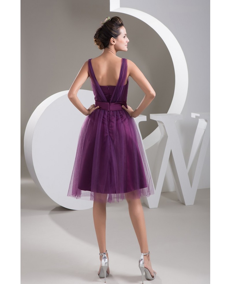 Purple A-line Sweetheart Knee-length Tulle Prom Dress - Click Image to Close