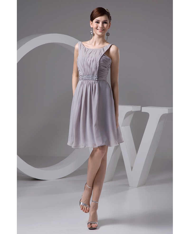 A-line Scoop Neck Knee-length Chiffon Bridesmaid Dress