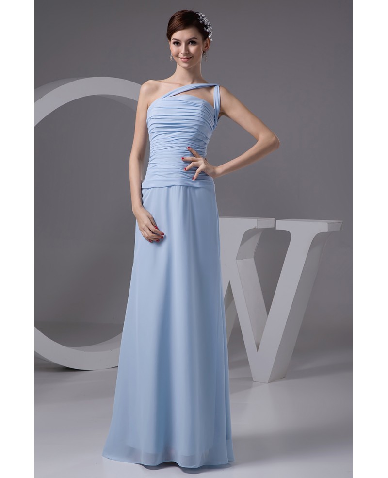 A-line One-shoulder Floor-length Chiffon Bridesmaid Dress