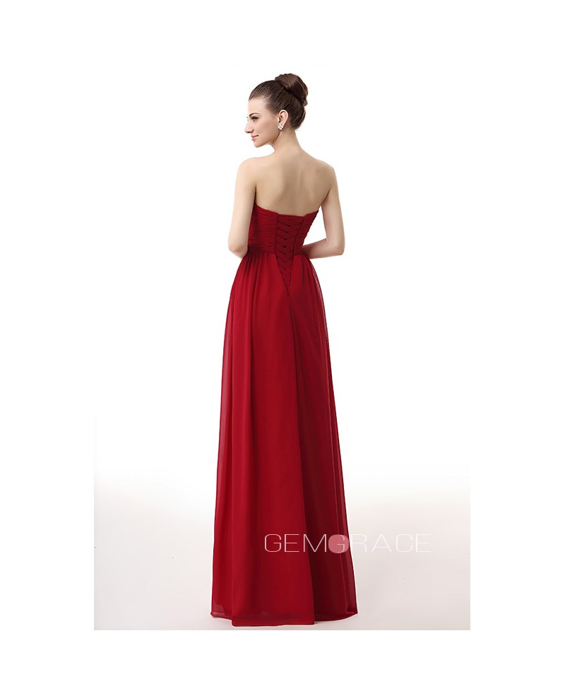 Empire Sweetheart Floor-Length Chiffon Bridesmaid Dress With Ruffle - Click Image to Close