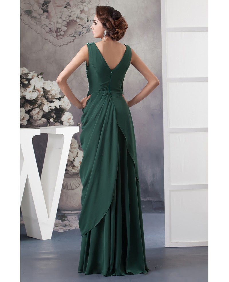 A-line V-neck Floor-length Chiffon Mother of the Bride Dress