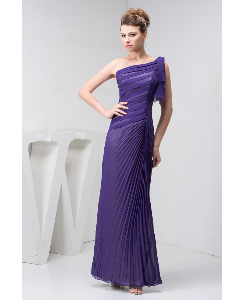 Sheath One-shoulder Ankle-length Chiffon Evening Dress