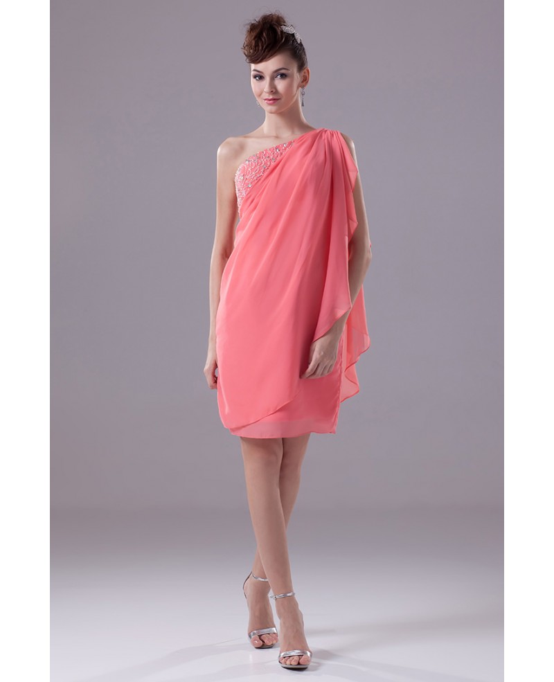 Elegant One Shoulder Chiffon Short Bridal Party Dress