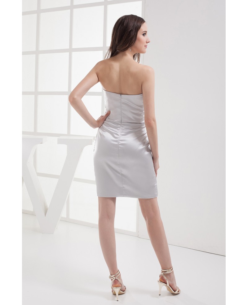 Gorgeous Silver Strapless Short Bridesmaid Dress - Click Image to Close