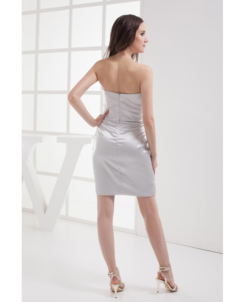 Gorgeous Silver Strapless Short Bridesmaid Dress