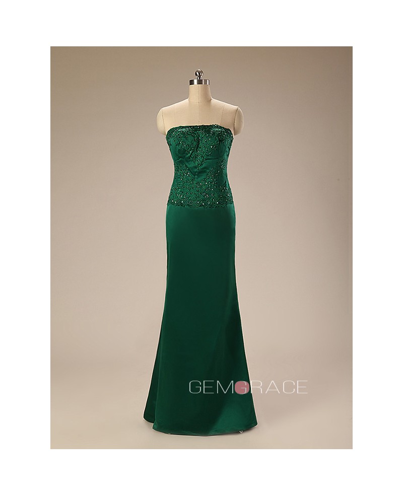 A-Line Strapless Floor-Length Dress With Beading - Click Image to Close