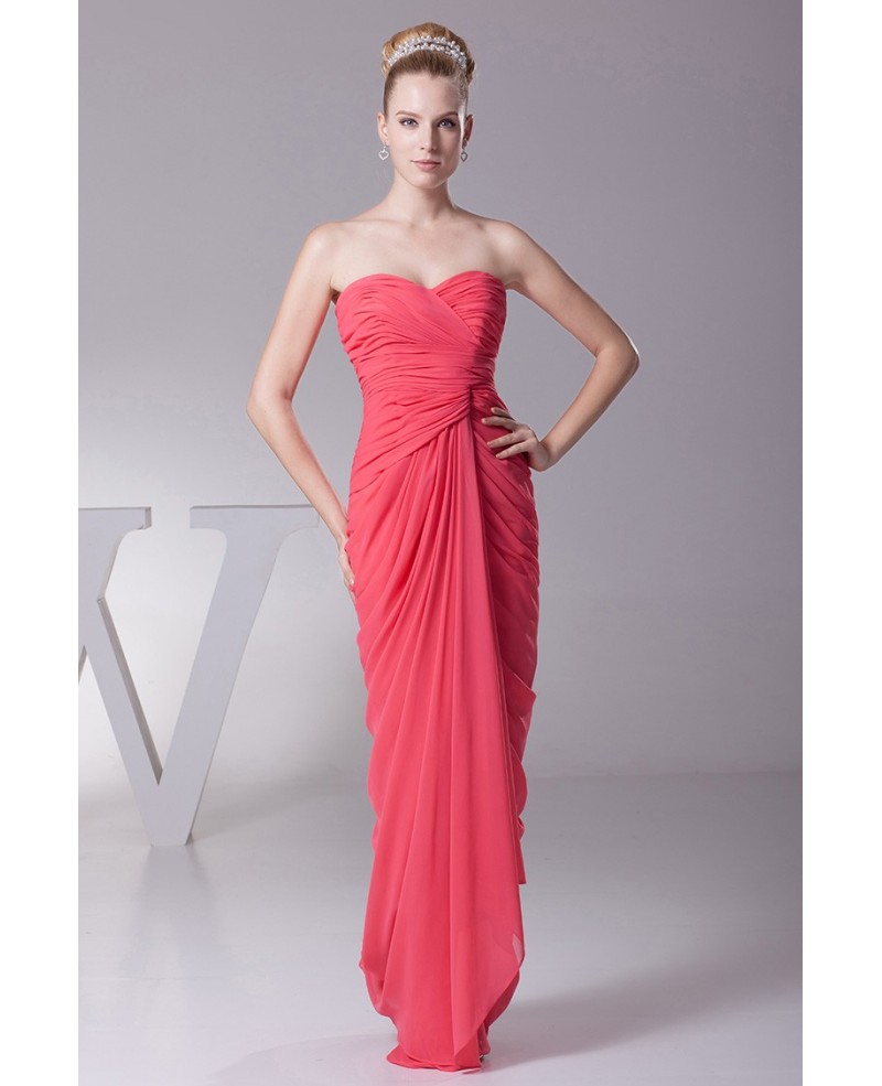 Strapless Sweetheart Tight Pleated Fuschia Bridesmaid Dress in Floor Length - Click Image to Close