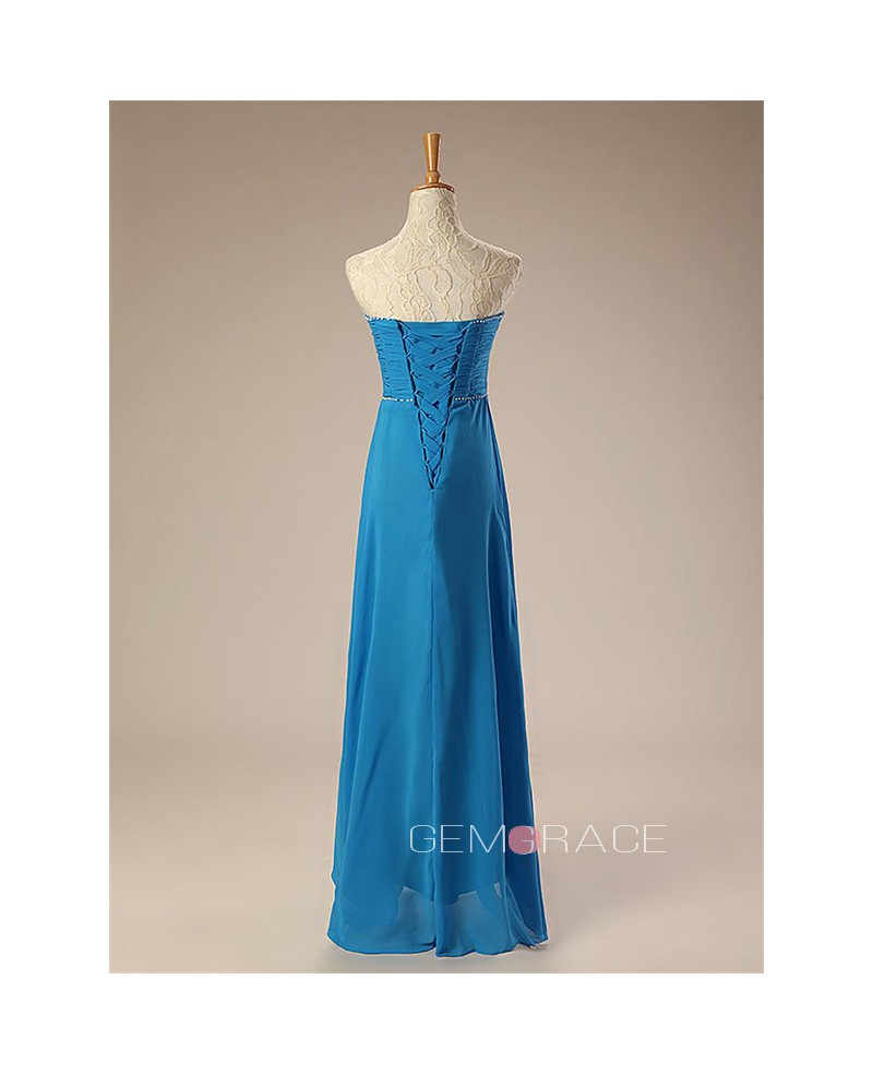 A-line Long Sweetheart Chiffon Bridesmaid Dress