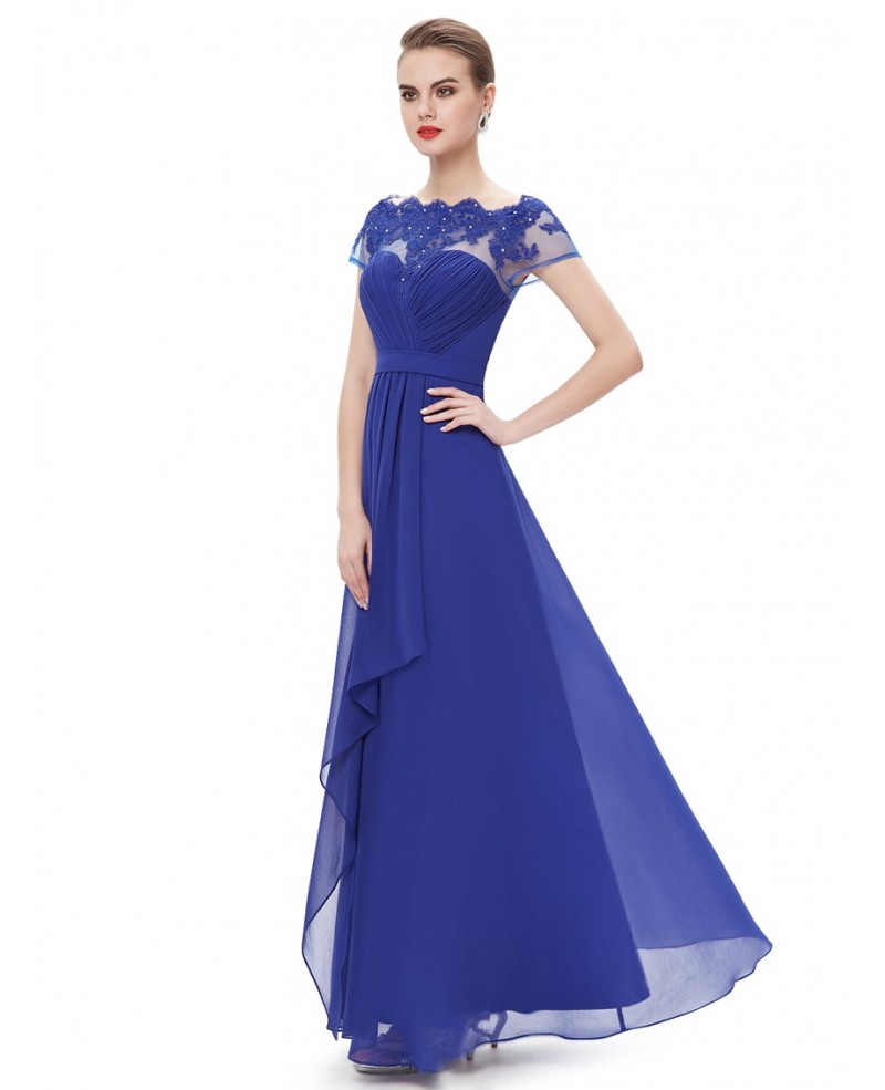 Cheap A-line Boat Neck Floor-length Evening Dress With Lace