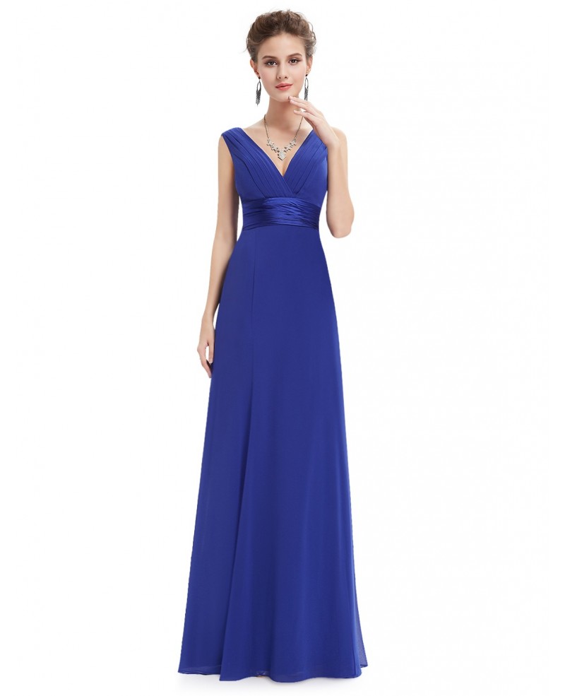 Cheap Empire V-neck Floor-length Bridesmaid Dress With Ruffles