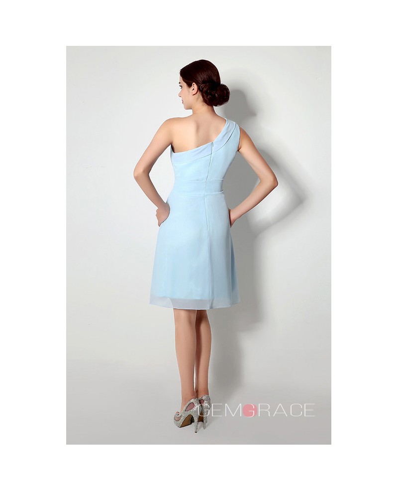 Short One-shoulder Tea-length Dridesmaid Dress