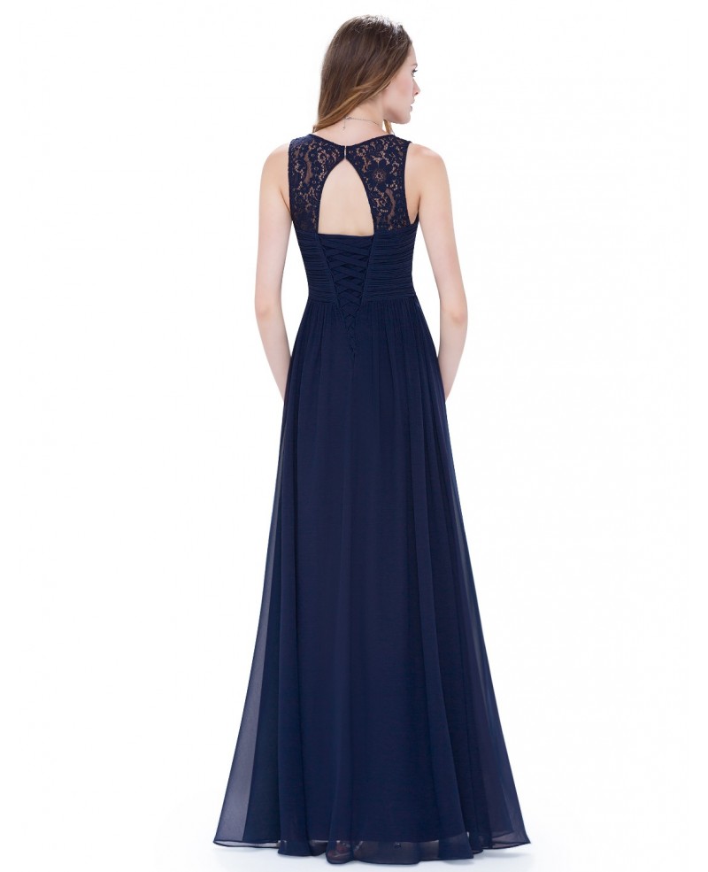 Cheap A-line V-neck Chiffon Floor-length Bridesmaid Dress With Lace