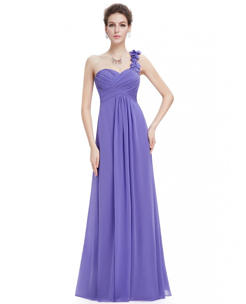 Cheap Empire One-shoulder Chiffon Floor-length Bridesmaid Dress With Ruffle