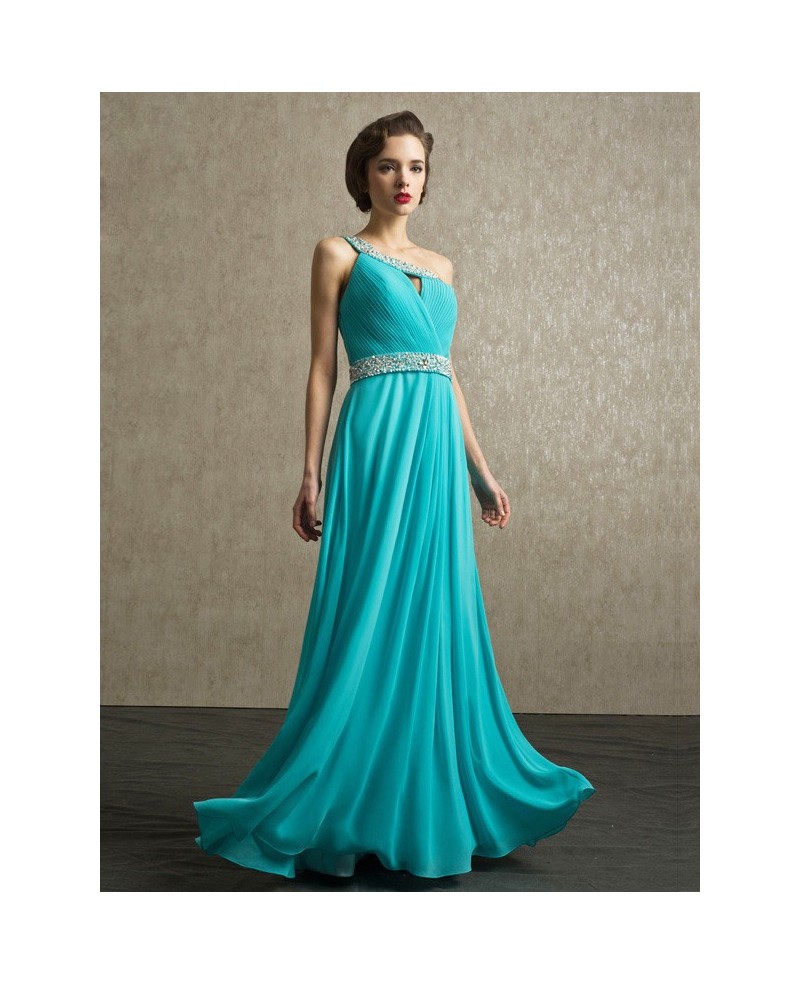 Sequined One Shoulder Pool Elegant Long Bridal Party Dress