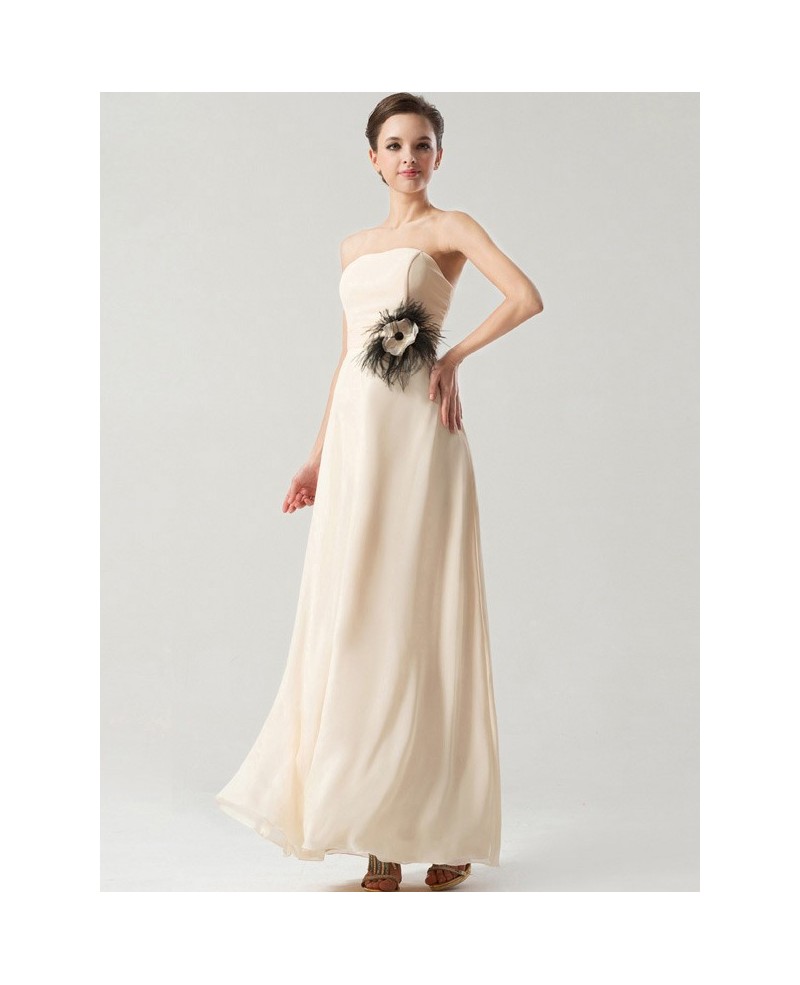 Simple Elegant Long Chiffon Bridesmaid Dress Strapless