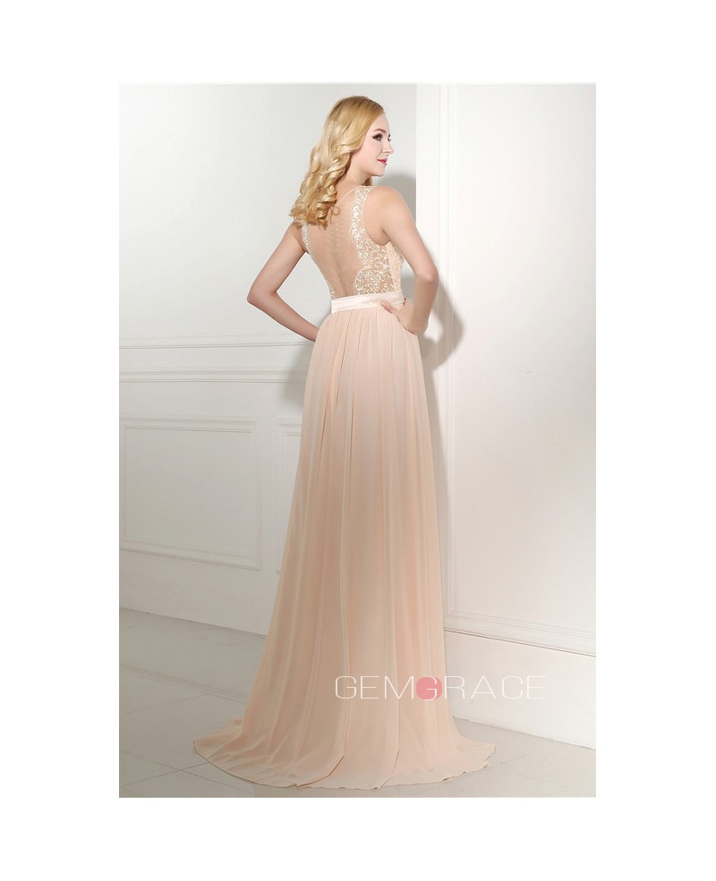 Sheath Halter Sweep-train Bridesmaid Dress