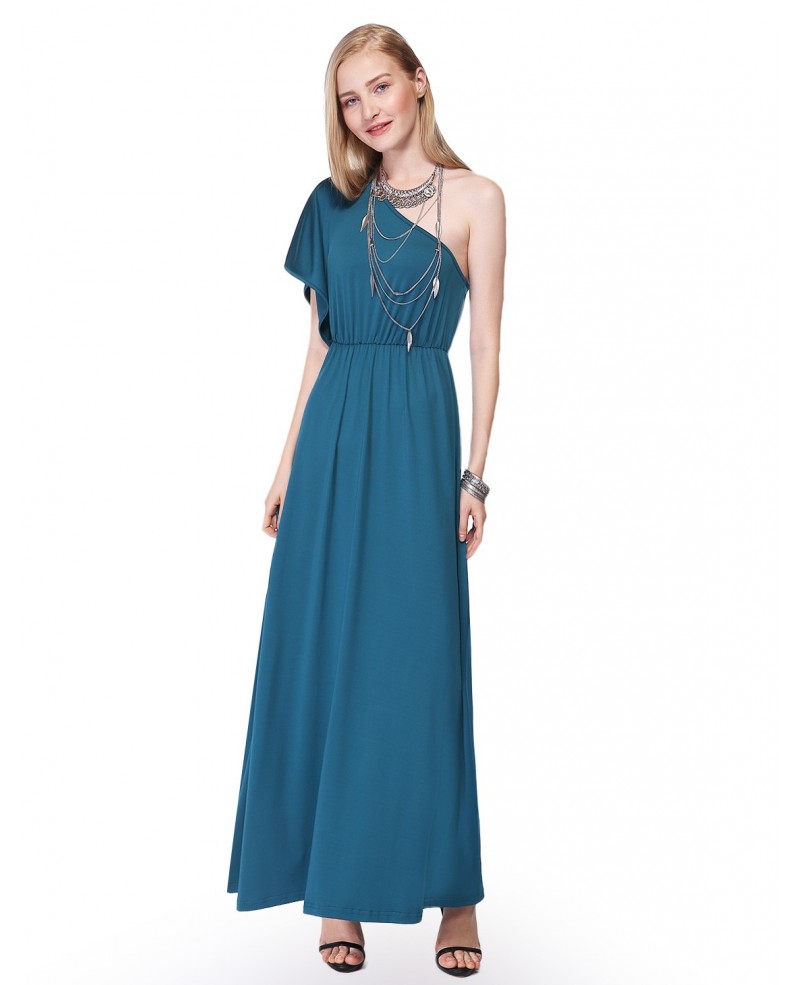 A-line One-shoulder Chiffon Long Party Dress