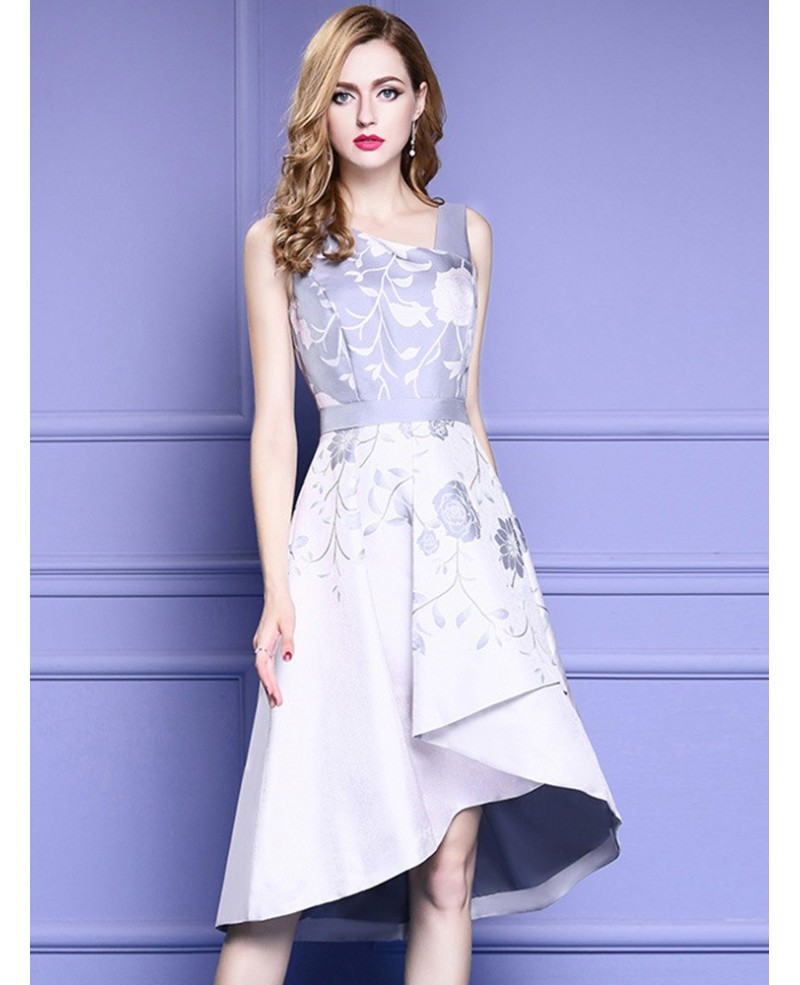 High Low Chic Grey Party Dress For Formal Weddings One Shoulder - Click Image to Close