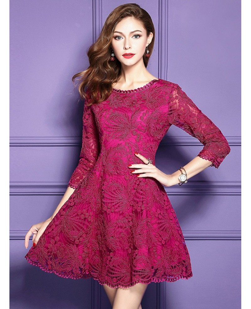 High Quality A Line Lace Short Dress For Weddings With Sleeves|bd25940 ...