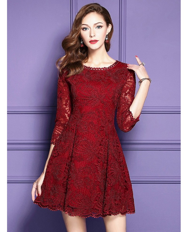 High Quality A Line Lace Short Dress For Weddings With Sleeves|bd25940 ...