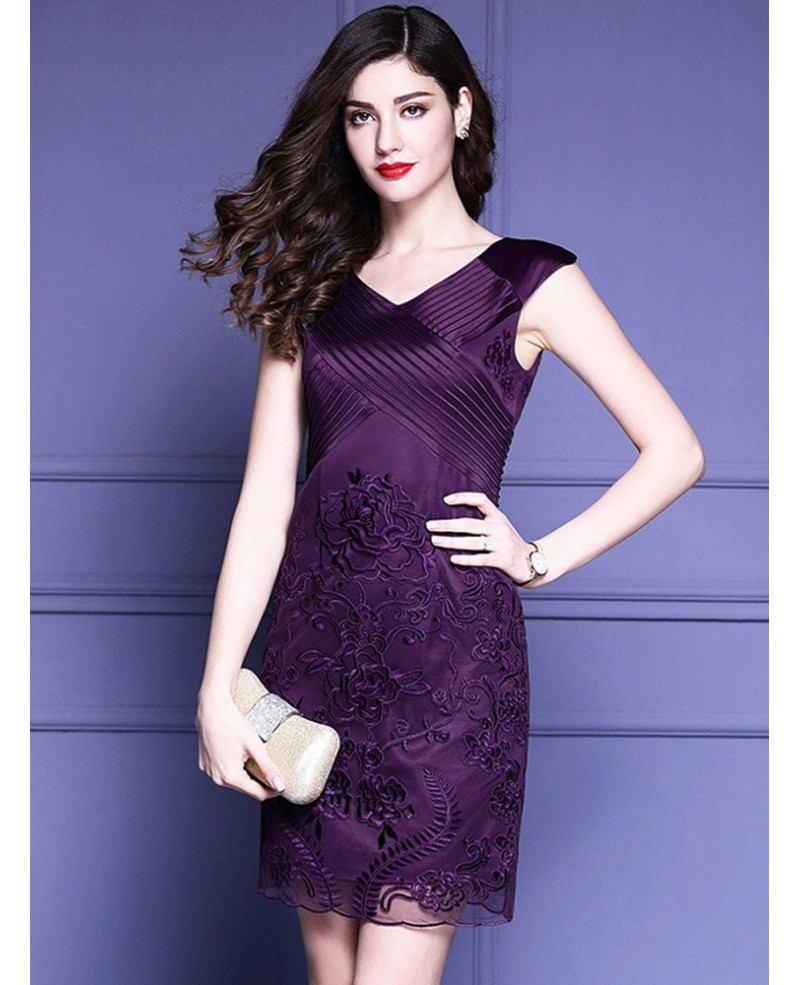 Unique Embroidered Navy Cocktail Dress For Women Wedding Guests