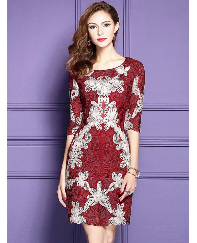 Embroidered Pattern Cocktail Dresses For Women Over 40,50 With High-end Embroidery