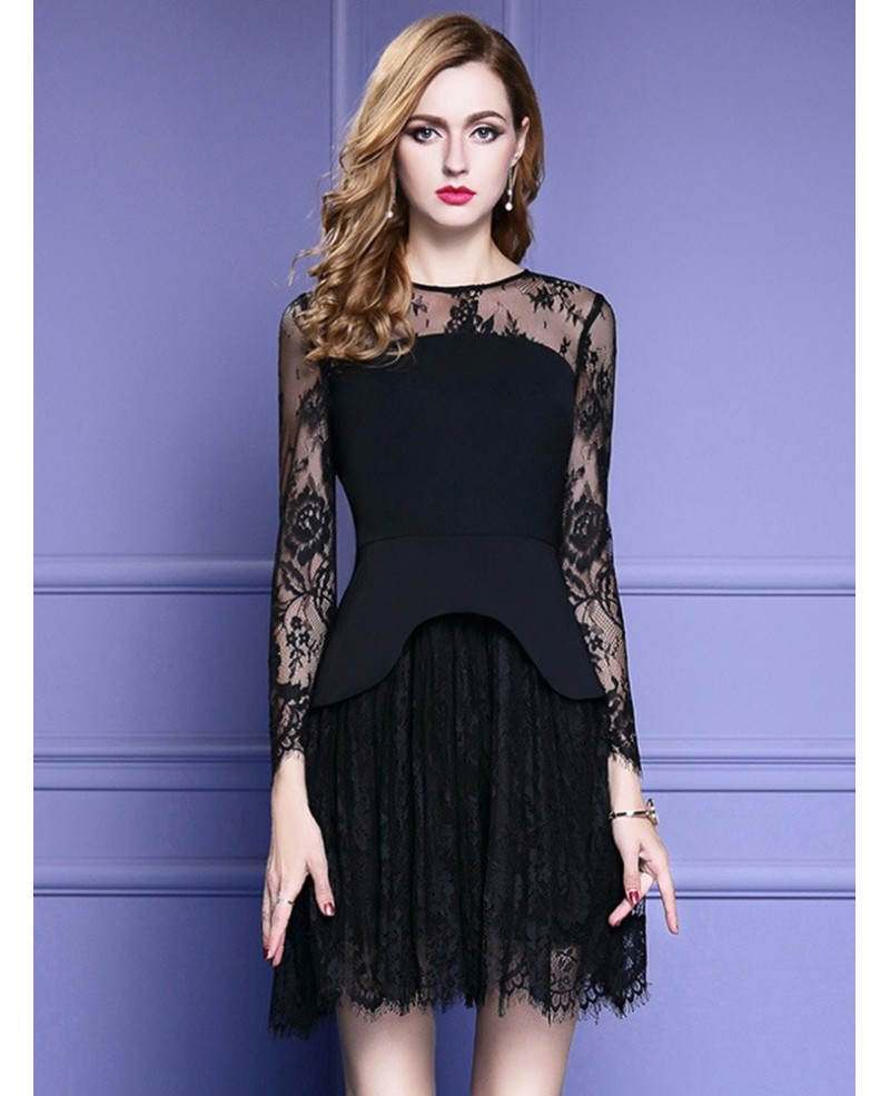 Chic Long Lace Sleeve Short Party Dress For Formal Weddings Party - Click Image to Close