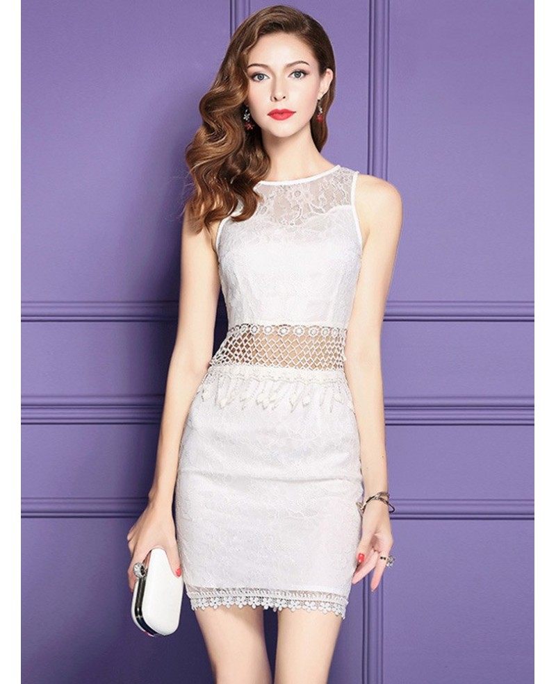 Little White Lace Sexy Cutout Lace Dress For Wedding Parties - Click Image to Close