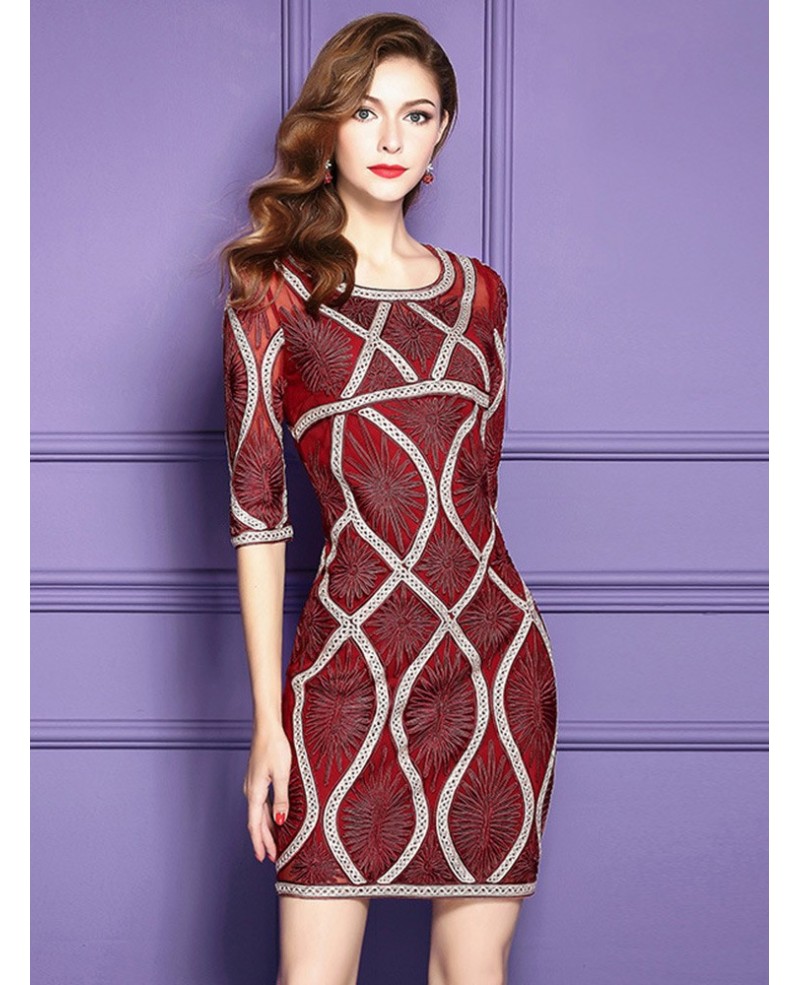 High-end Embroidered Bodycon Dress Wedding Guests Formal Weddings - Click Image to Close