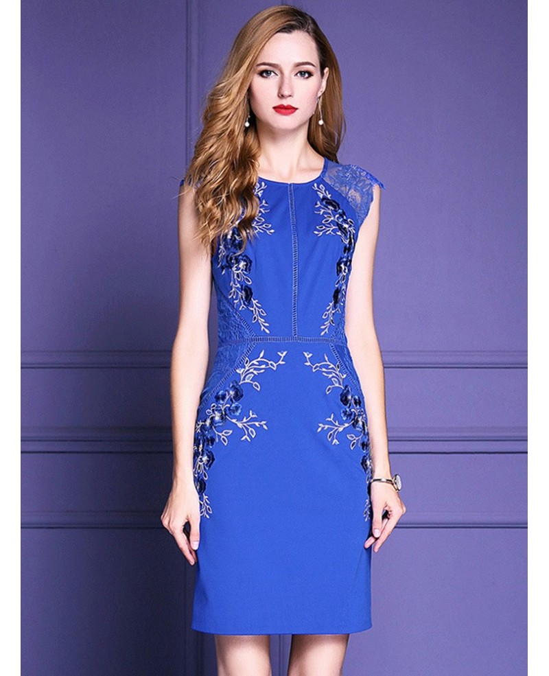 Royal Blue Embroidered Cocktail Dress Wedding Parties|bd26255|Cocktail