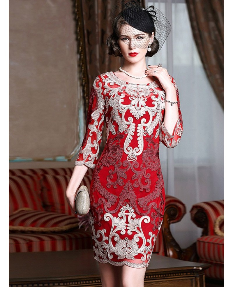 High-end 3/4 Sleeve Bodycon Dress For Weddings Women Over 50,40 - Click Image to Close