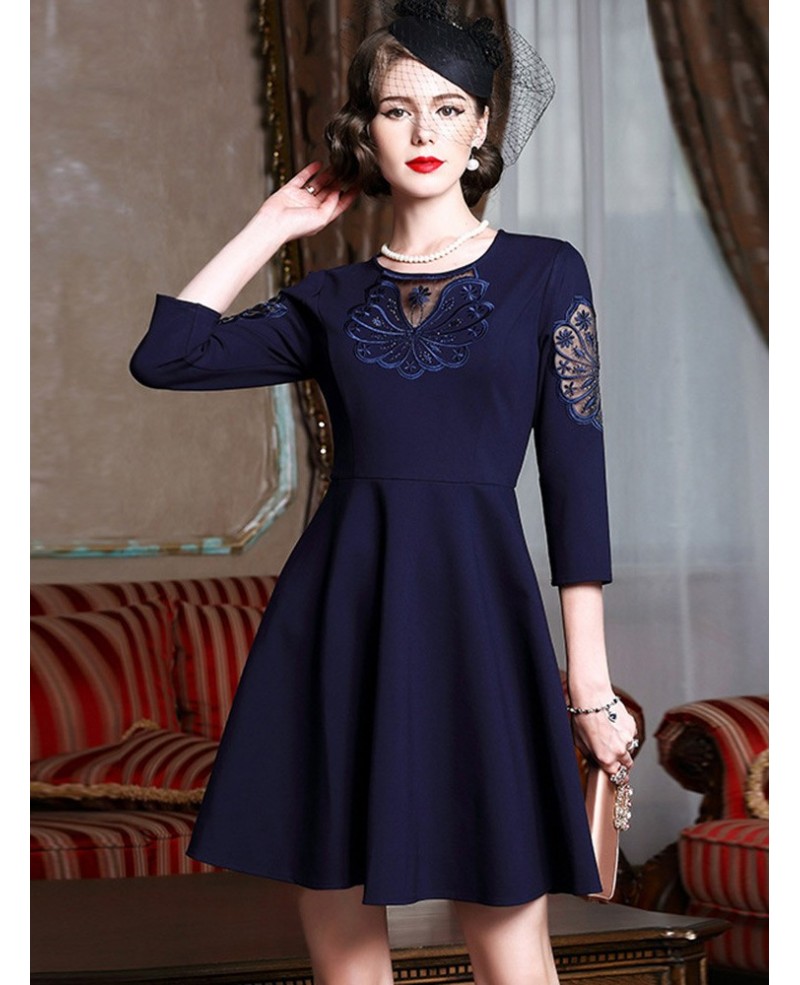 Simple Navy Blue A Line Party Dress For Formal Weddings
