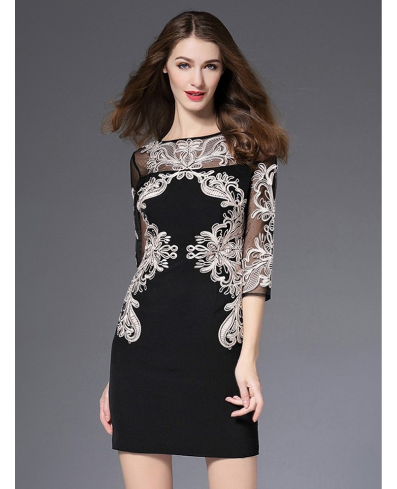 Unique Black Bodycon Formal Dress With Embroidery For The Wedding - Click Image to Close