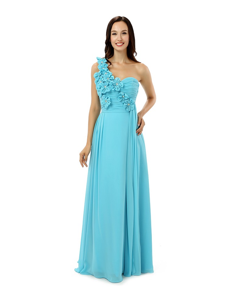 Sheath One-shoulder Floor-length Bridesmaid Dress - Click Image to Close