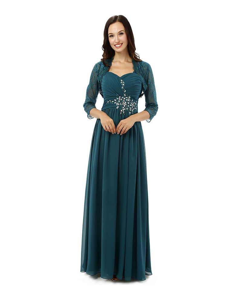 Sheath Sweetheart Spaghetti-strap Floor-length The Mother of The Brides Dress with Jacket