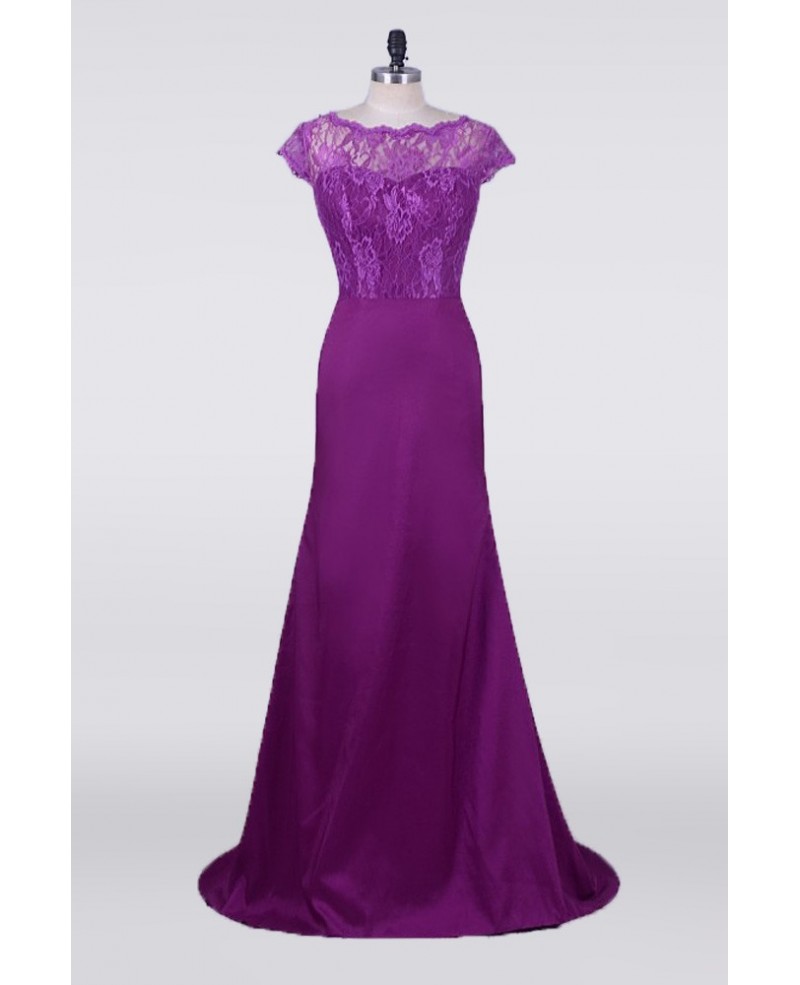 Purple Petite Mermaid Mother Of The Bride Dresses With Modest Lace Cap Sleeves