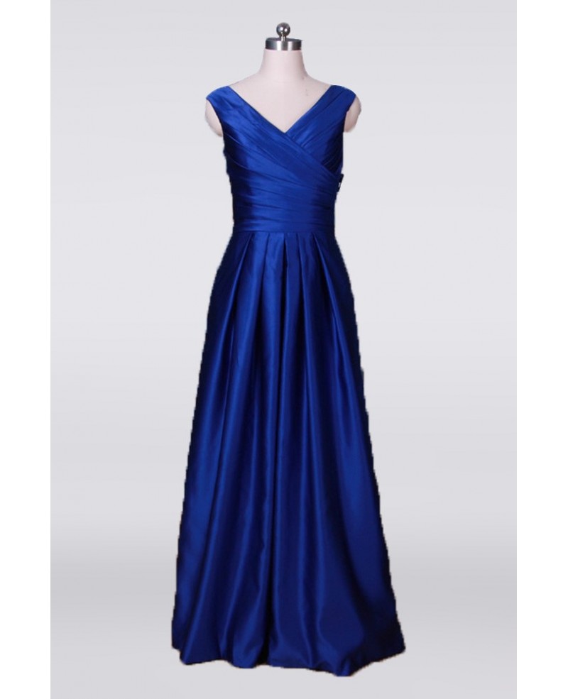 Classy Simple Long Mother Of The Bride Dress Pleated In Royal Blue 2018