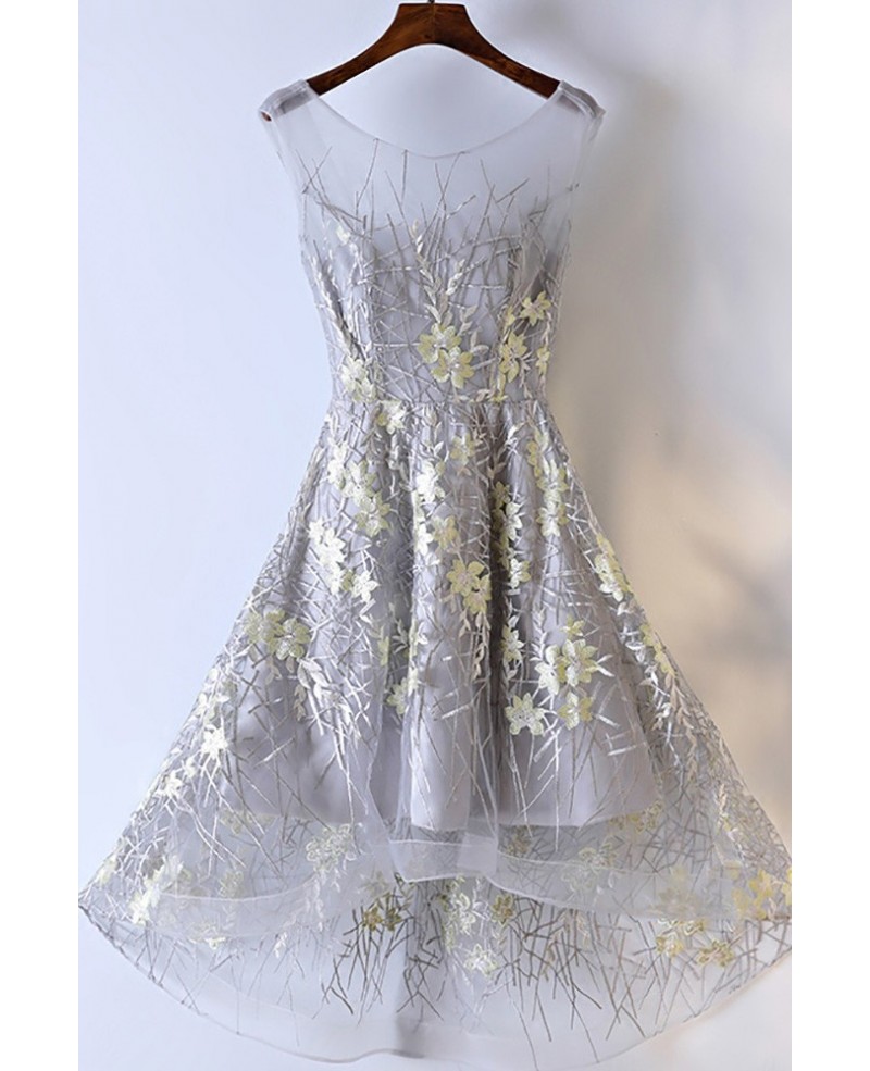 Unique Flower Lace Short Prom Party Dress A Line