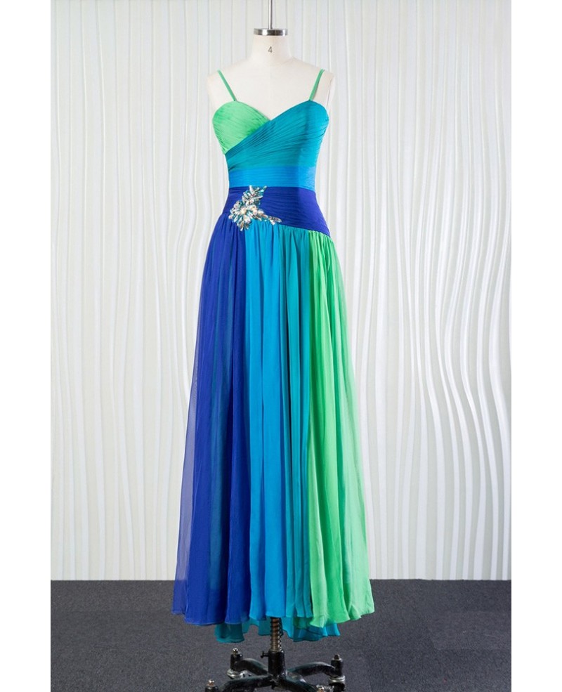Different Blue Chiffon Bridesmaid Dress for Summer Beach Wedding - Click Image to Close