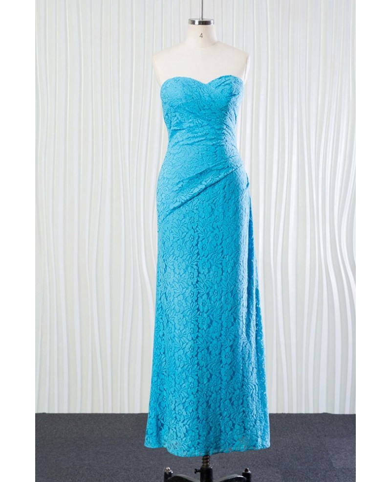 Unique All Lace Aqua Bridesmaid Dress Long In Sweetheart Neckline - Click Image to Close