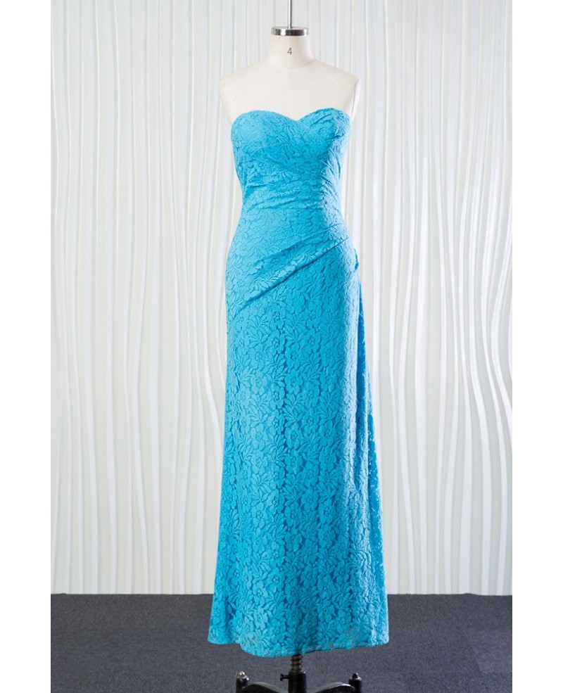 Unique All Lace Aqua Bridesmaid Dress Long In Sweetheart Neckline