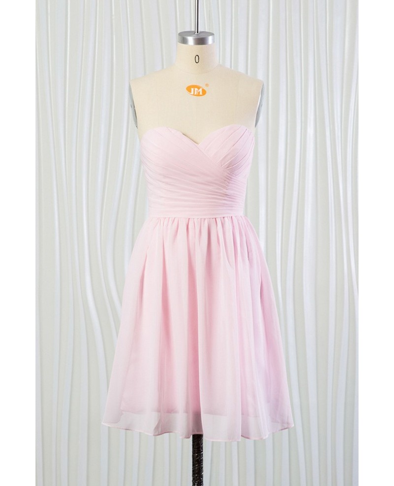 Simple Blush Pink Beach Bridesmaid Dress Short In Chiffon - Click Image to Close